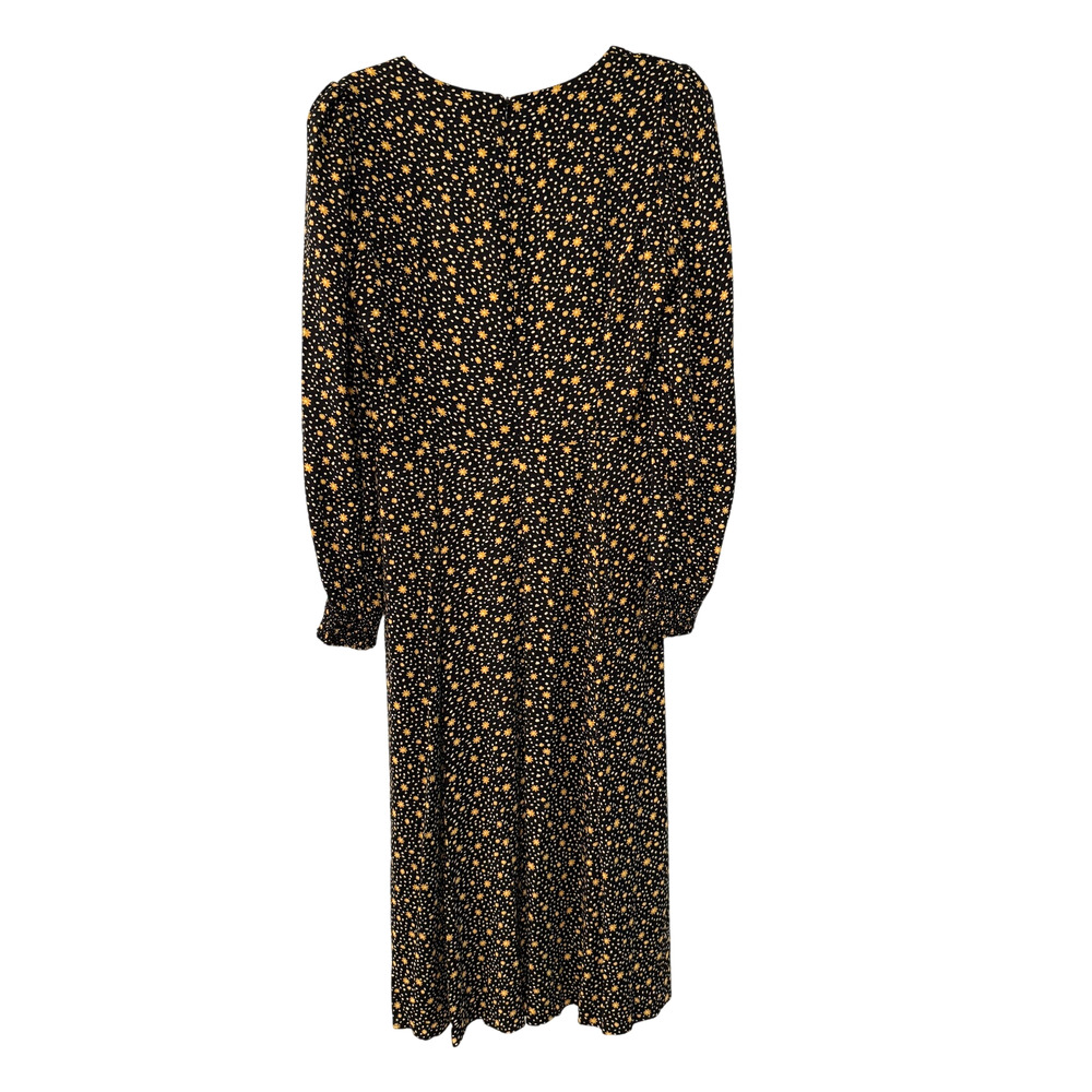 NEW! Reformation 10 Daisy Hunt Midi Dress Long Sleeve Dark Floral Black Yellow - Picture 5 of 9